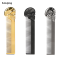 Sutuiying 1Pc Men's Beard Brush Stylish Design Retro Hairdressing Portable 2025 New Tool Metal Professional Styling Comb for Home Beauty Salon. 