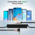 New models on sale Olaf USB C to 3.5mm Jack Audio Cable Elbow Spring Retractable Male to Male AUX Cable Adapter For Phone Car Speaker. 