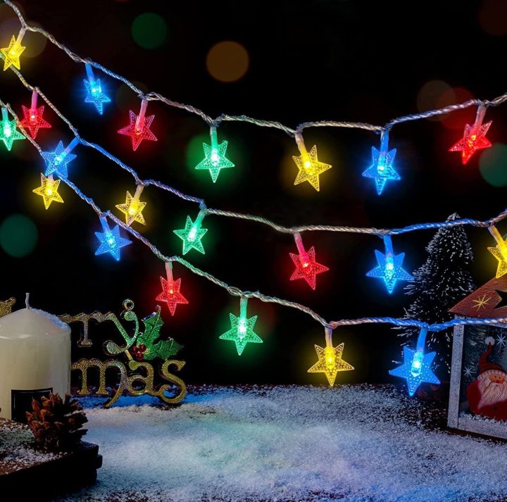 LED String Lights(Star Design-3 meter length) | For Tihar/ Diwali Festival & Celebration | Decor Ideas | Gift Ideas | Deepawali Light | Jhilimili Light | Best for home, office, store, Bedroom, Living Room | Christmas light