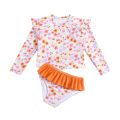 Children's Long Sleeve Swimsuit Girl One-piece Sunscreen Cute Baby Middle-Aged Kids Korean Kid Girls Swimsuit. 