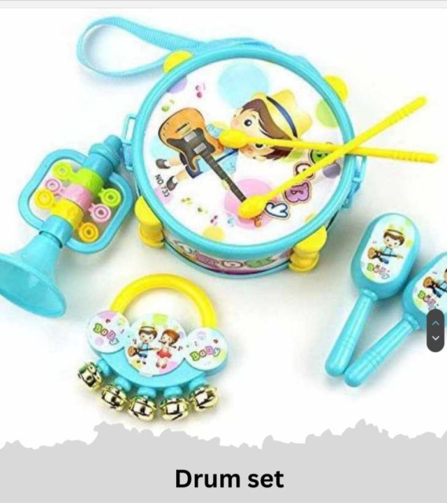 Kids Drum Toy Drum Set with Carry Strap Stick, Musical Instrument Sets Hammer Toys for Kids