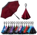 Windproof Upside Down Umbrella Reverse Double Layer FREE BAG Inside-Out C-Handle. 