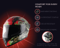 Vega Bolt Wild Shining Black Red Full Face Motorcycle Helmetc. 
