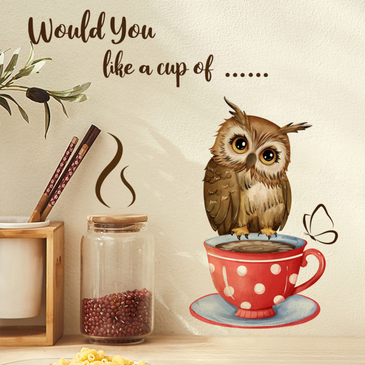 Creative%20Owl%20And%20Cup%20Wall%20Stickers%20Living%20Room%20Kitchen%20Decoration%20Mural%20Restaurant%20Beautify%20Home%20Decor%20Self-adhesive%20Wallpaper%20-%20Image%203