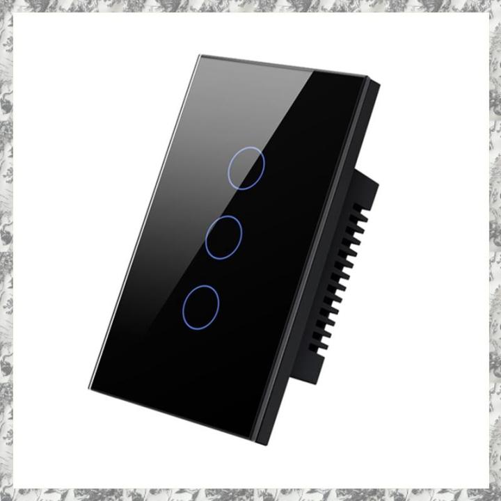 WiFi Smart Wall Switch LED Light Switches 3 Gang Smart Touch Sensor Black US Plug