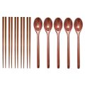 OUMERY Teak Wooden Spoons and Chopsticks Set, Non-Stick Spoons Soup-Teaspoon for Kitchen Cooking Utensil Tools. 