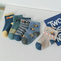 Korean Winter Cute Printed Socks For Kids - 0 To 3 Yrs - 5 Pairs. 