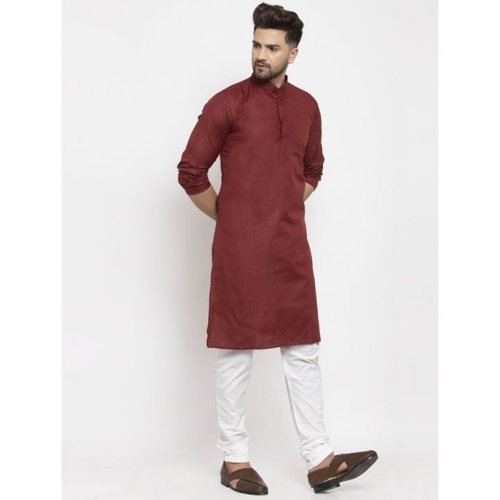 Maroon%20Solid%20Kurta%20Pajama%20Set%20For%20Men%20-%20Maroon%20%7C%20Fashion%20%7C%20Kurtha%20For%20Men%20%7C%20Pajamas%20Set%20For%20Men%20%7C%20Men'S%20Wear%20-%20Image%203