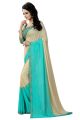 Mysa Fashions Two-Toned Designer Georgette Chiffon Half-and- Half Saree for Women with Floral Border - Blue Saree. 