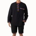 Binay Embroidery Black Nepali Kurta & Half Pant With Bhutani Borderd For Men - Fashion | Men's Wear |. 