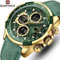 NAVIFORCE NF9197 New Men's Business Day Date Function Analog Digital Leather Strap Wristwatch. 