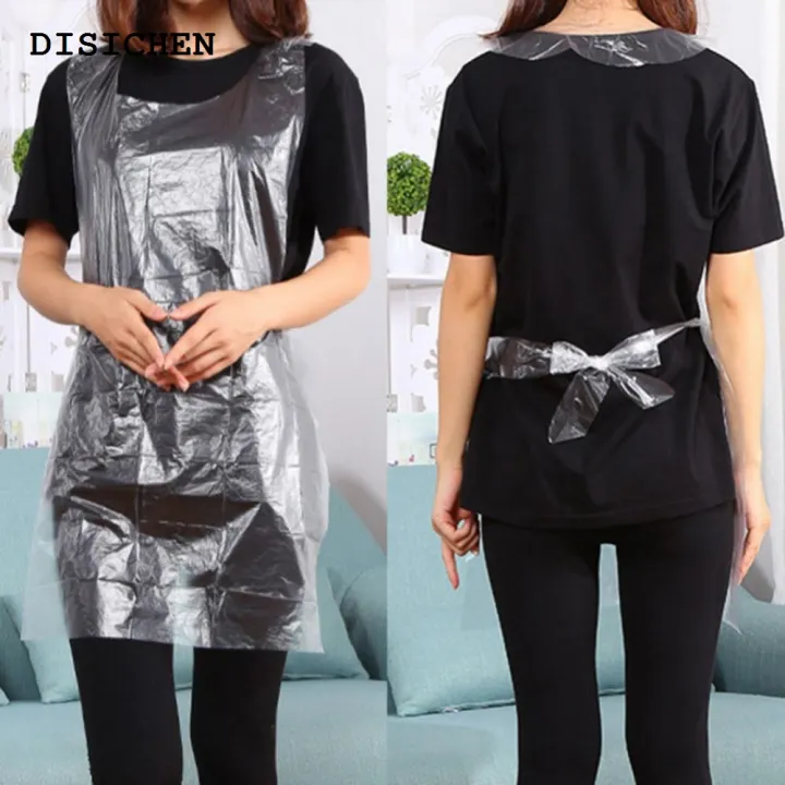 DISICHEN%20Fashion%20Apron%2050/100Pcs%20Kids%20Adults%20Plastic%20Disposable%20Anti%20Oil%20Stain%20Cooking%20Painting%20Apron%20-%20Image%205