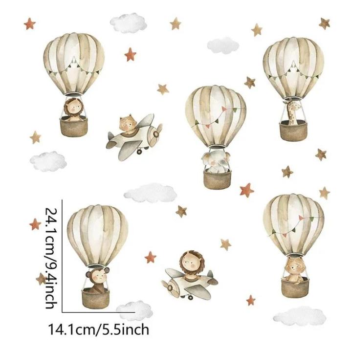 Cartoon%20Animals%20Elephant%20Giraffe%20Hot%20Air%20Balloon%20Wall%20Sticker%20for%20Kids%20Boys%20Girls%20Baby%20Room%20Decoration%20Children%20Wallpaper%20-%20Image%202