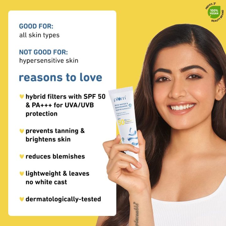 Plum%202%25%20Niacinamide%20Sunscreen%20SPF%2050%20PA+++%20With%20Rice%20Water%20(50g)%20-%20Image%202