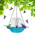 JAERBEE Hanging Bird Bath with Solar Fountain Solar Bird Bath Fountains Hanging Bird Baths for Outdoors Gray. 