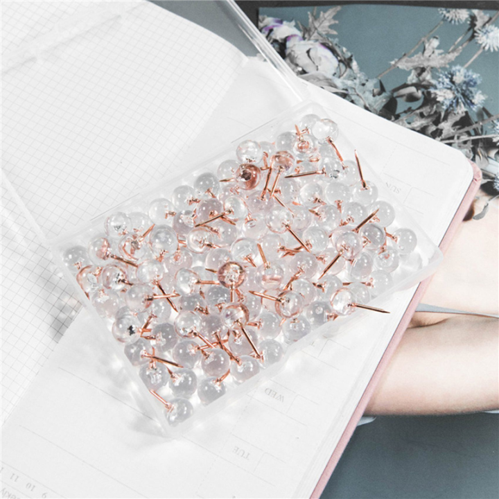 fasdaga%20200Pcs%20Rose%20Gold%20Push%20Pins%20ThumbTacks%20Transparent%20Plastic%20Round%20Map%20Tacks%20-%20Image%206