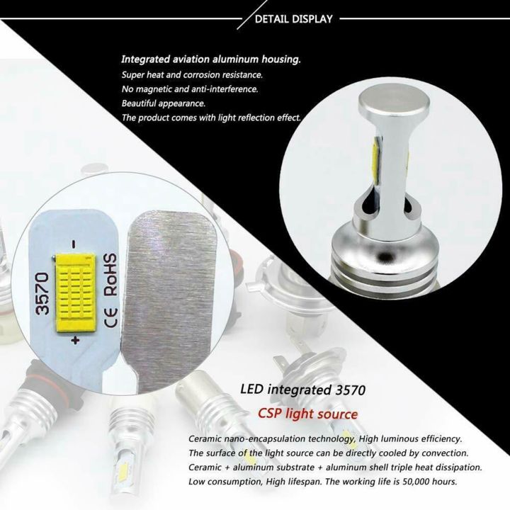 Kqueebee%206%20PCS%20H7%20Combo%20LED%20Headlight%20Kit%20Bulbs%20High%20Low%20Beam%206000K%20Kit%20240W%2052000LM%20&%20100W%2030000LM%20-%20Image%207