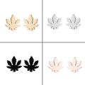 【New Arrivals】Ins Earrings Japanese-Korean-style Stainless Steel Earrings Female Student Personality Five-pointed Maple Leaf Earrings Elegant Ear Jewelry. 
