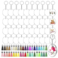 Acrylic Transparent Key Ring Set Clear Round Acrylic Blanks With Tassels Key Ring Jump Rings. 