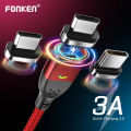 FONKEN Micro USB Magnetic Cable USB Type C Cable Magnet Phone Cable 3A Fast Charge Charger Cable Android Phon Data Charging Cord. 