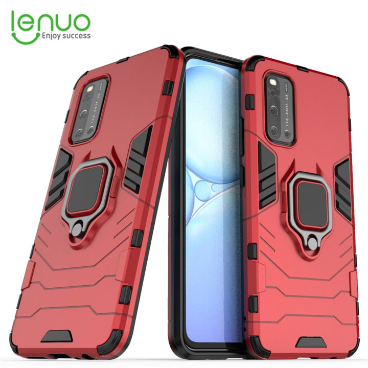 Lenuo Phone Case for vivo V19 Silicone PC Metal Ring Holder Cover