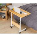 Height Adjustable Wooden Laptop Table With Wheels- 60cm X 40cm (Black/Lightwood Color) - Laptop Tables |. 