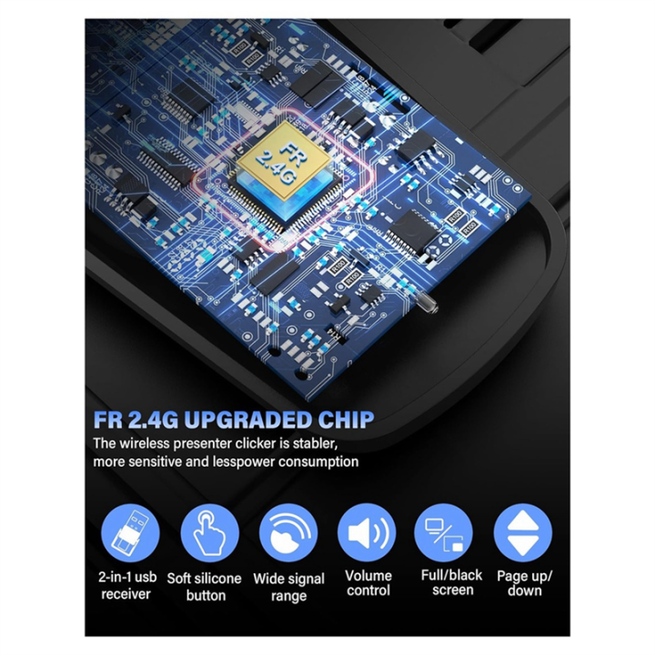 Clicker%20Wireless,%202-In-1%20USB/Type%20C%20Rechargeable%20Presenter%20Remote%20Control%20for%20PowerPoint,%20PPT%20Clicker%20Red%20Easy%20to%20Use%20-%20Image%203