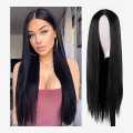 Heat Resistant Black Long Straight Synthetic Hair Wig For Women. 
