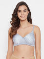 Clovia Padded Underwired Full Cup Geometric Print T-shirt Bra in Lilac. 