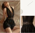 Pebbles Nepal Erotic Lingerie Sexy Waist Nightdress Mesh Backless Halter Neck Women's Loungewear. 