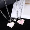 Mosaic Alloy necklace Trendy Alloy Couple necklace Love heart pendant for Romantic Anniversary gift Casual wear Fashion accessory Couple jewelry. 