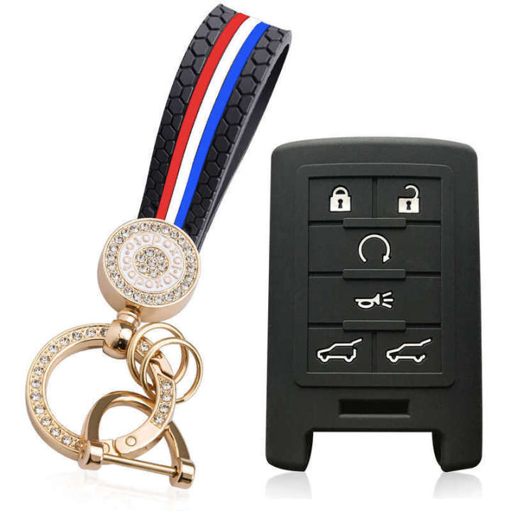 For%20Cadillac%20Escalade%20ATS%20SRX%20XTS%20XT5%20XT4%20Remote%20Keyless%206%20Button%20Silicone%20Key%20Fob%20Cover%20Case%20Protect%20Sleeve%20Hood%20Skin%20Set%20Bag%20-%20Image%206