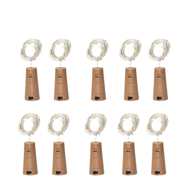OUMERY 10 Packs Including Battery Led Wine Bottle Stopper Copper Wire Light String 2M 20LED Atmosphere Decorative Light
