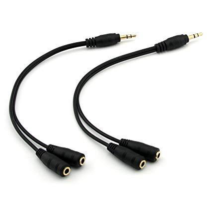 2Pack 3.5Mm Male To 2 Female Headset Y Splitter Gold Plated Headset With Mic Audio Headphone Jack Aux Audio Adapter Cable Cord (E-Shopping Nepal)