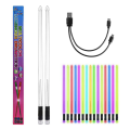 OUMERY 2X LED Light Emitting Drumsticks 15 Colour Gradient USB Rechargeable+Switch Electronic Drumsticks for Stage Performance. 