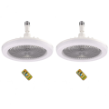 JINMY 2X Ceiling Fan with Remote Control and Light 30W LED Lamp Fan Smart Silent Ceiling Fan E27 Converter Base Grey. 