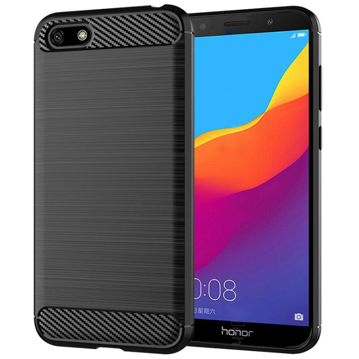 lthmy for Huawei Honor 7S Case Carbon Fiber TPU Soft Silicone Back Cover Armor Phone Case Casing