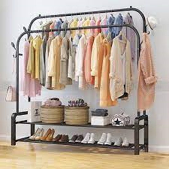 Metal%20Coat%20Rack%20with%20Shelving%20And%20Clothes%20Hanger%20Stand%20With%20Side%20Hooks%20And%20Bottom%20Shelves%20Hall%20Stands%20(Requires%20Self%20Assembly)%20-%20Clothes%20Hangers%20-%20Image%205