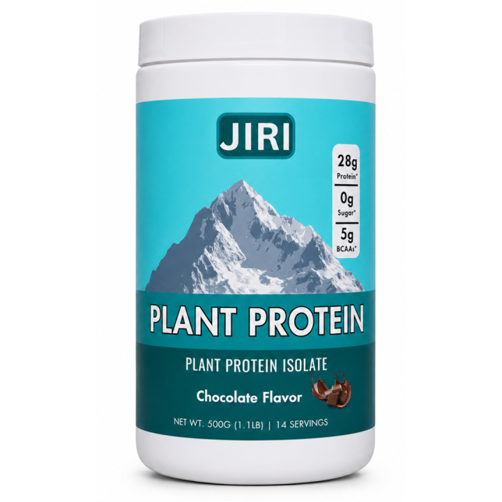 Jiri Nutrition Zero Sugar Chocolate Flavor Plant Protein Powder 500g, Vegan, Non-GMO, Made in Nepal