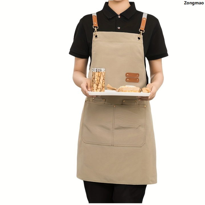 Zongmao2025 New Workwear restaurant coffee bar fit with pocket canvas ...
