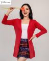 Trikaya Women's Cotton  Full Sleeves Long Cardigan -Red. 