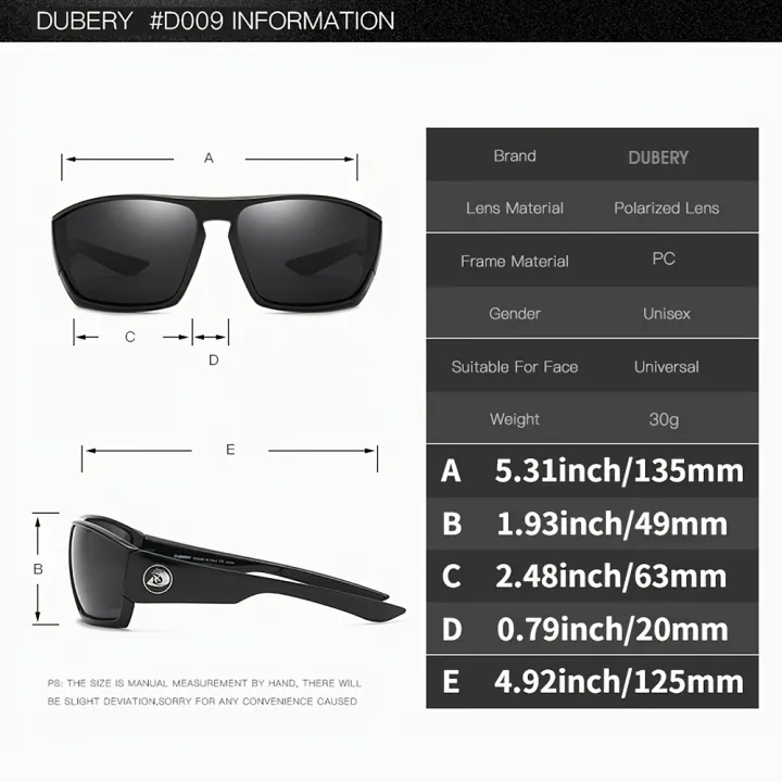 DUBERY%20Polarized%20Sunglasses%20Men's%20Outdoor%20Sports%20Polarizer%20Squared%20Driving%20Cycling%20Running%20Fishing%20Goggles%20100%25%20UV400%20Eyewear%20-%20Image%205