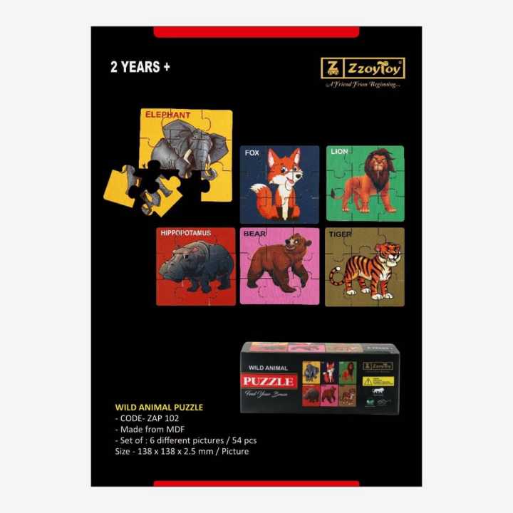 Zzoy Set of 6 different Pictures 54 Piece Round Jigsaw Puzzle for Kids Multicolor