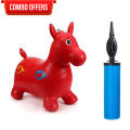 Air Pump & Inflatable Space Hopper Combo | Ride-on Bouncy Horse for Baby with Jumping Action. 
