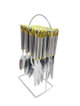 24 Pieces Stainless Steel Cutlery Set With Stand Combo Cutlery Set. 