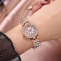 Elegant With Bracelet Gypsophila Watch Rose Gold Bling Bling Flower Diamond Watch Alloy Ladies Watch. 