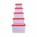 Bagmati Set Of 5 Square Plastic Container | Multipurpose Transparent Plastic Container With Air Tight Lid - 5 Pcs. 