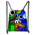 New Rainbow Friend Drawstring Pocket Elementary School Student Portable Backpack Oxford Cloth Bag Kids Cute Large Capacity Storage Bag. 