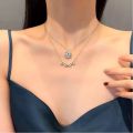 Accessories Point Golden Creative Four-Leaf Magnetic Folding Heart-Shaped Clover Necklace. 