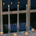 4 Pcs Timer Battery Operated LED Taper Candles for Halloween,Wedding Decoration White. 